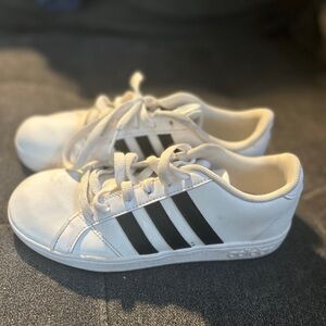 Adidas Kids White and Black Striped Sneakers